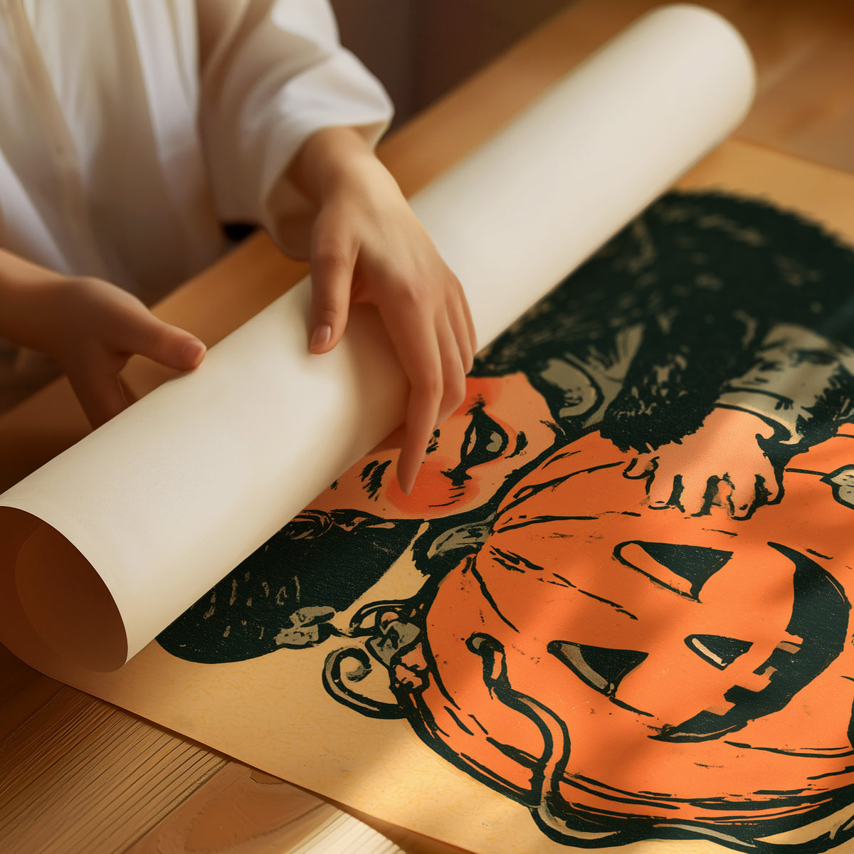 Vintage Halloween Child Pumpkin