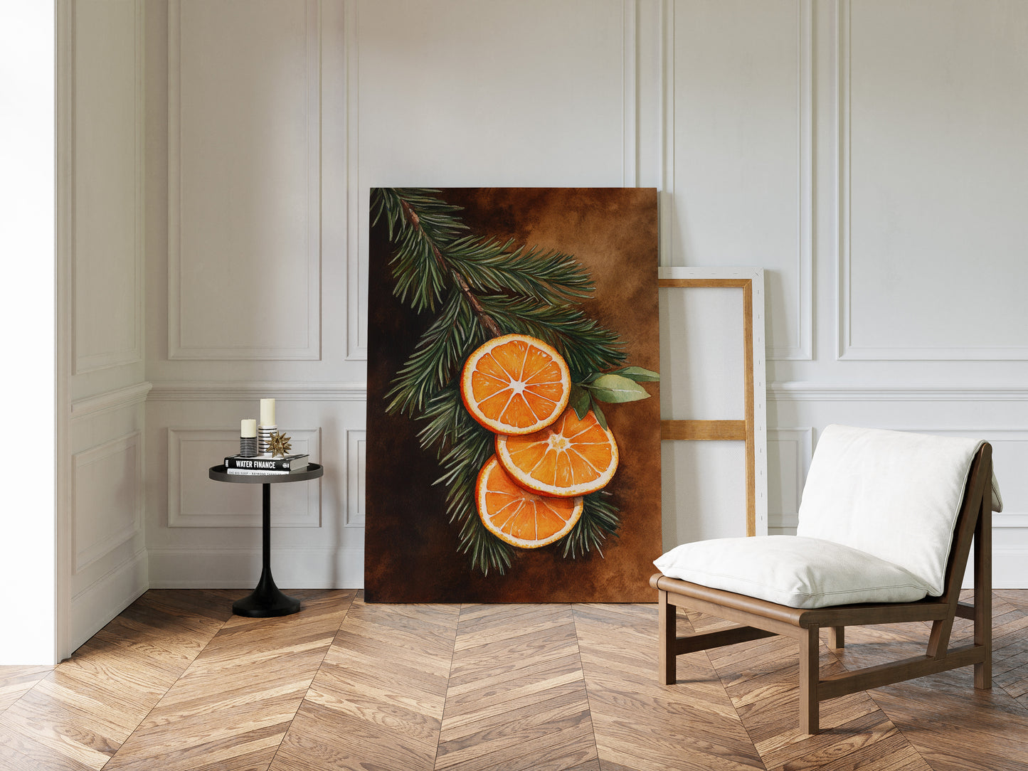 Orange Slice Pine Branch Print - Rustic Nature Art - Gallery Canvas image 2