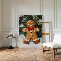 Gingerbread Man Oil Painting - Festive Holiday Art - Gallery Canvas image 6
