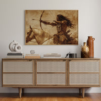 Warrior Archer on Horseback – Western Sepia Wall Art Print