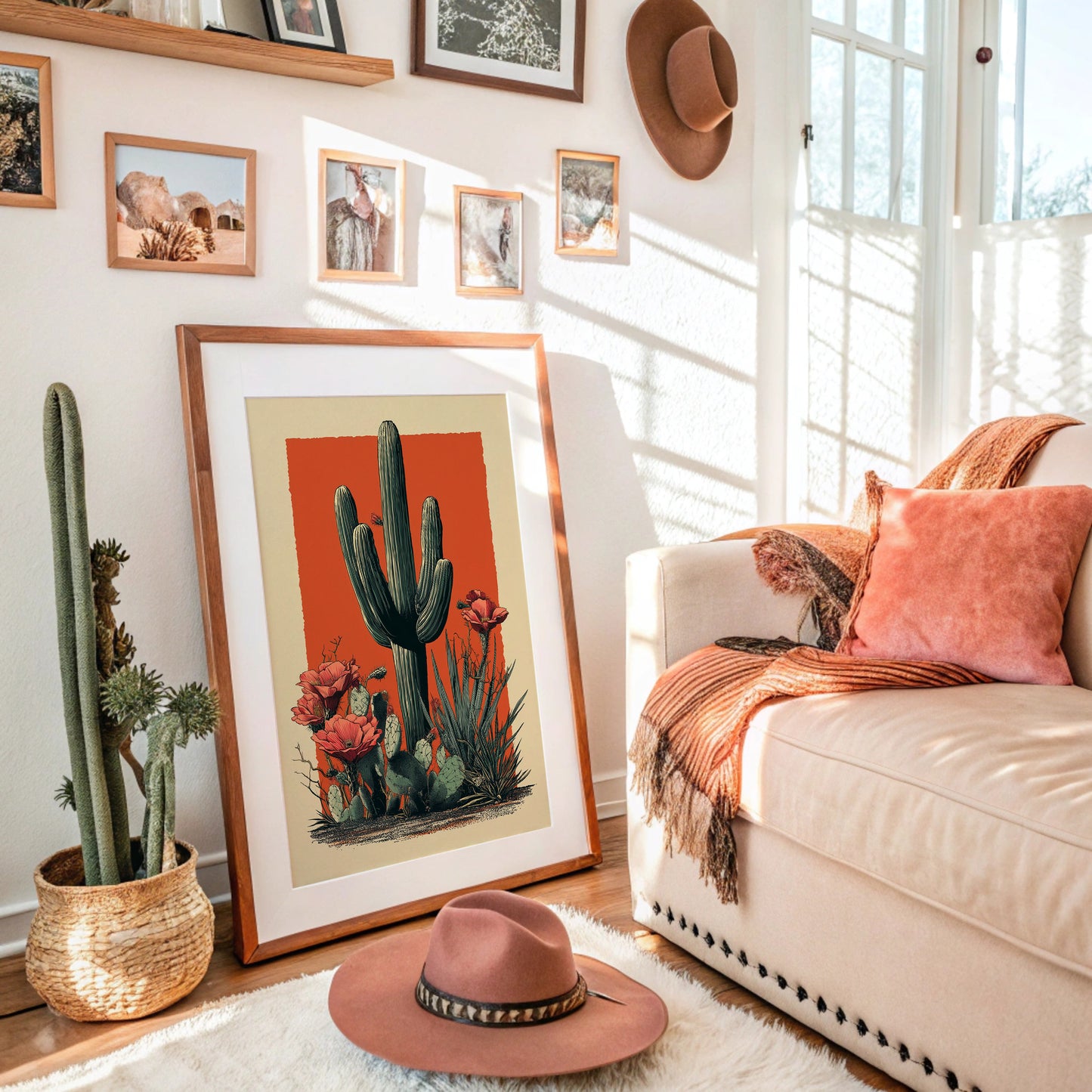 Saguaro Tales In Coral Sunset