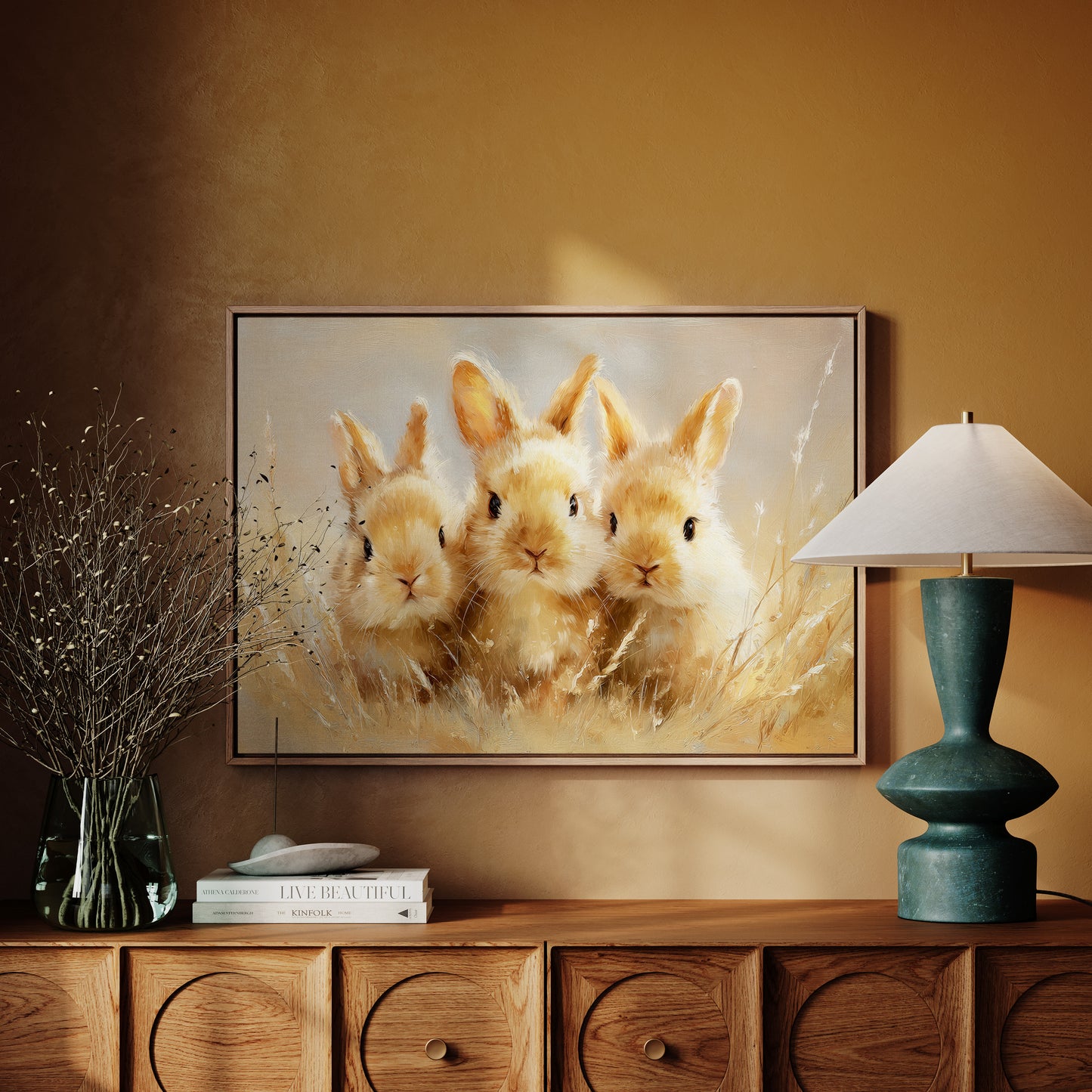 Curious Bunnies Dance Through Golden Grass
