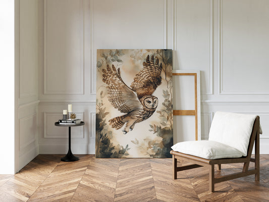 Majestic Owl Watercolor Print - Nature Wildlife Art - Gallery Canvas image 14