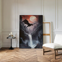 Dragon Over Moonlit Canyon - Fantasy Wall Art - Gallery Canvas image 13
