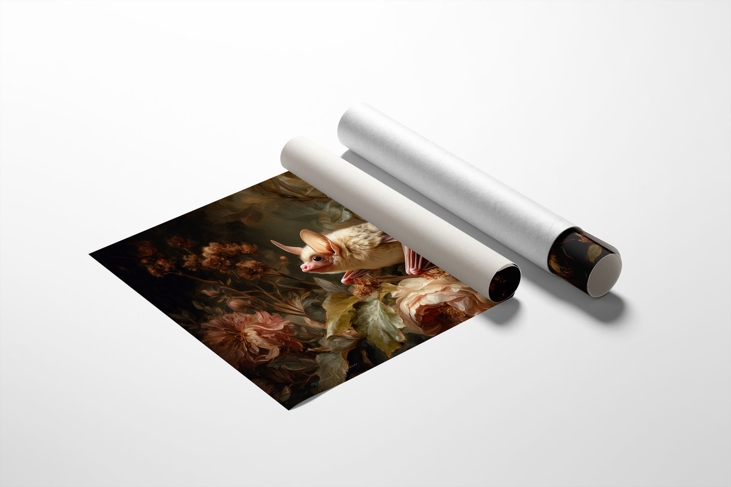 Pale Bat Among Vintage Blooms