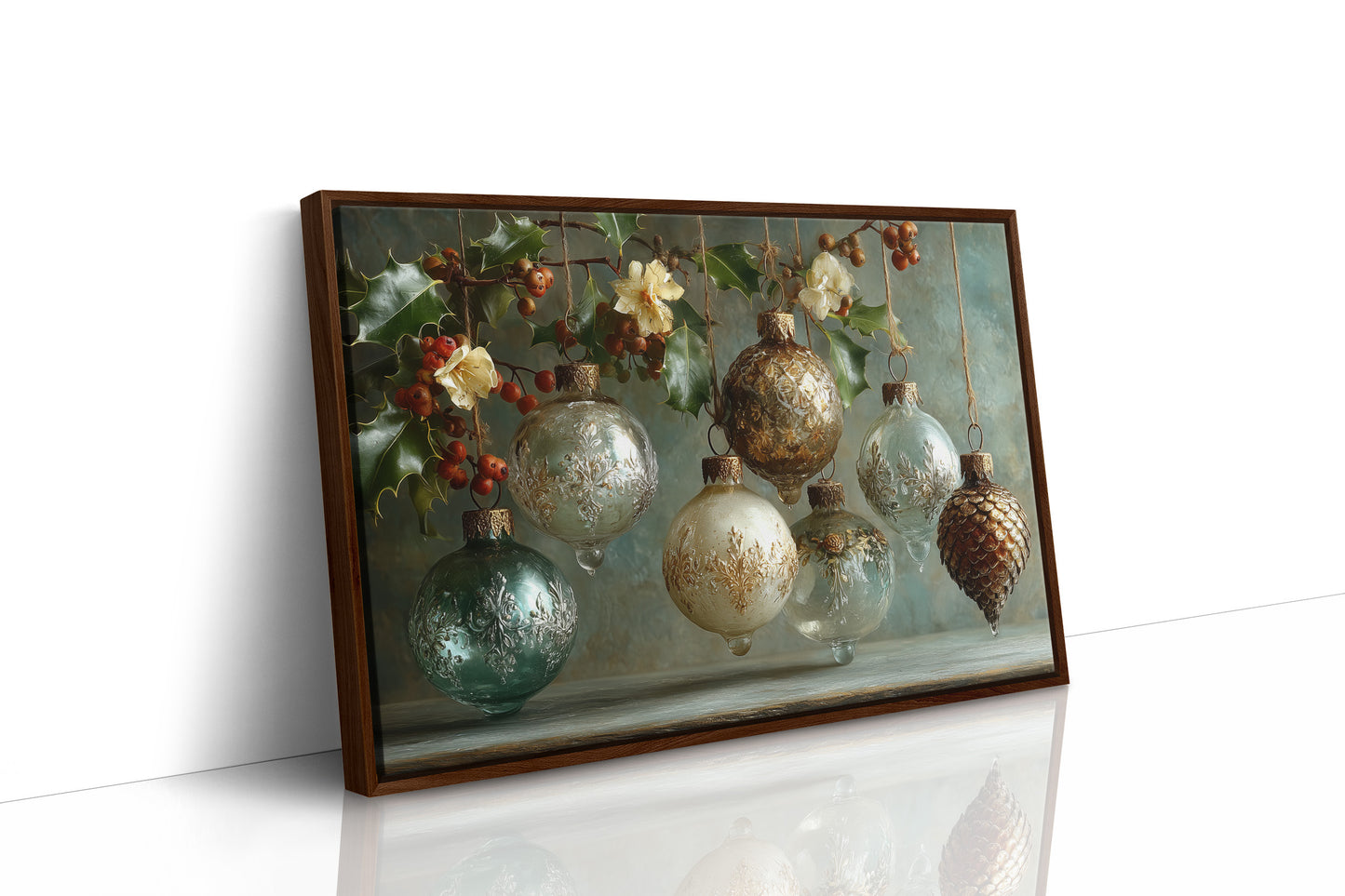 Etched Glass Ornaments and Pinecone