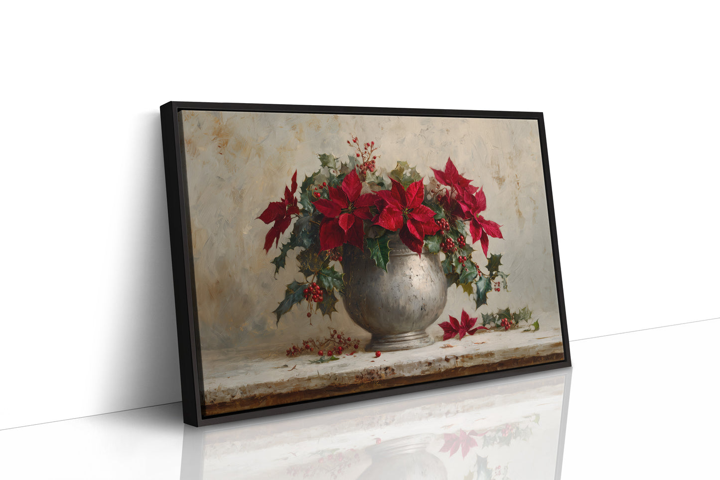 Poinsettias Paint December's Silver Story