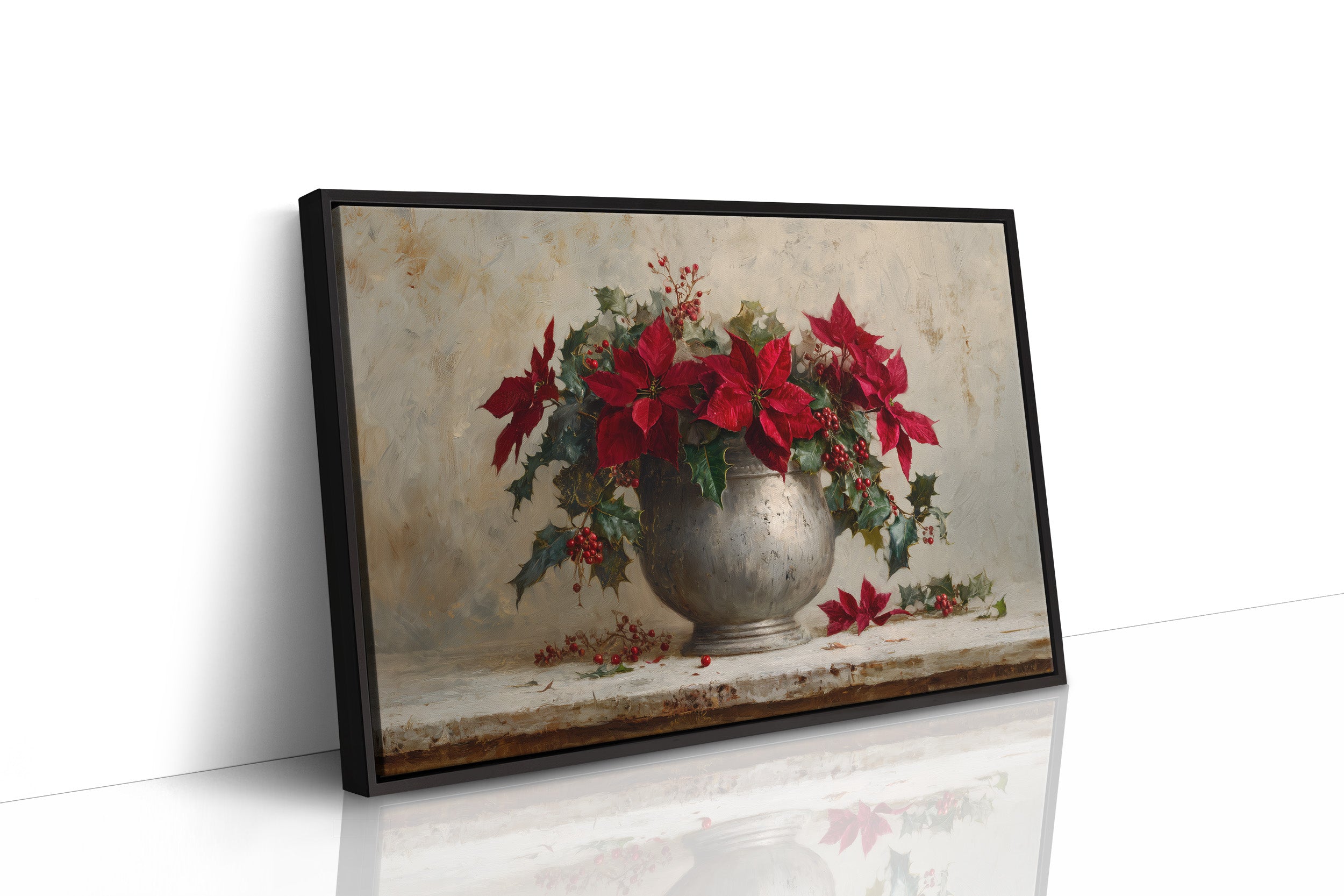 Poinsettias Paint December's Silver Story