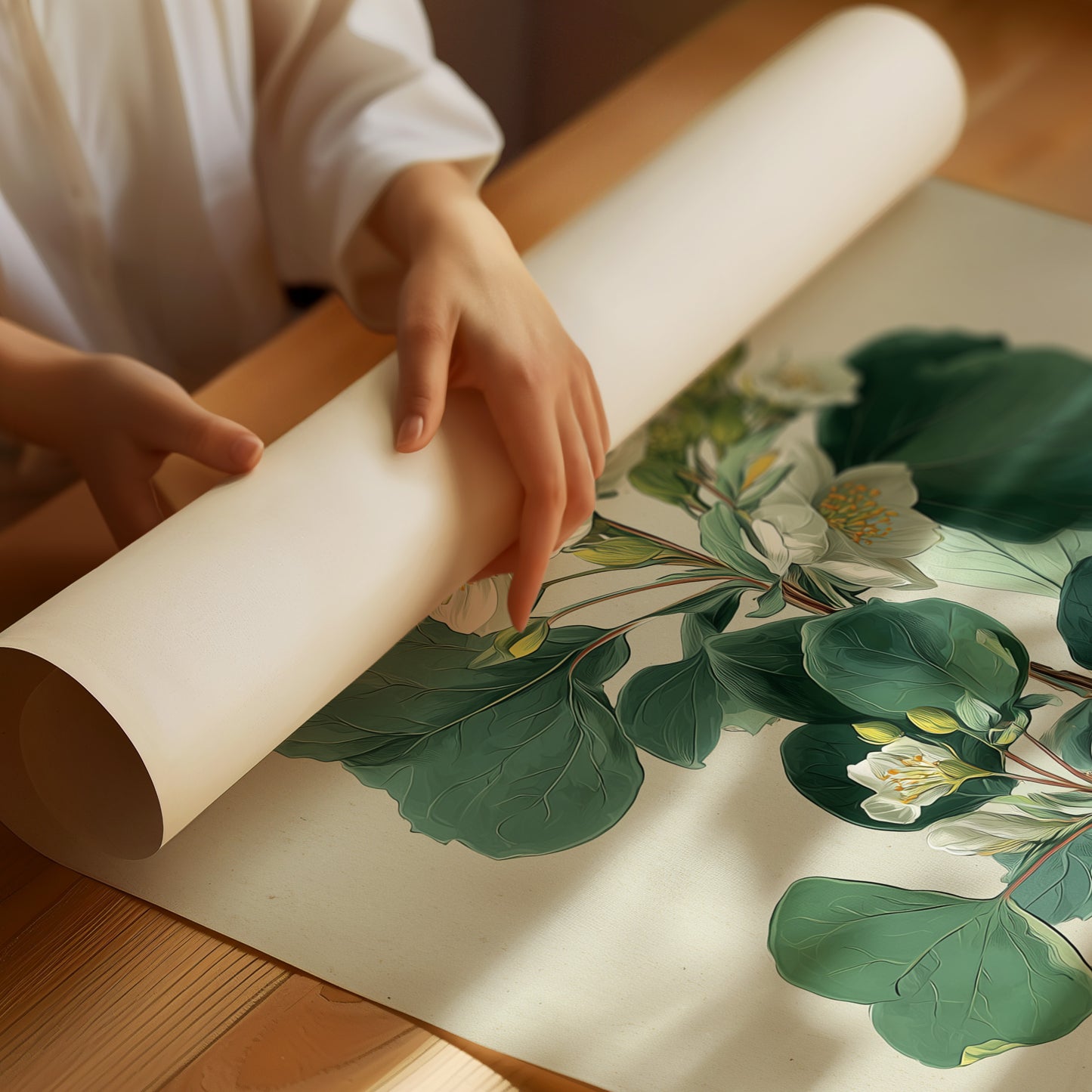 Ivory Blooms On Weathered Parchment