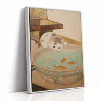 Curious Cat Meets Koi Below