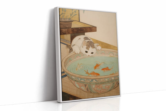 Curious Cat Meets Koi Below