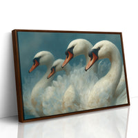 A Gathering of Swans in Teal