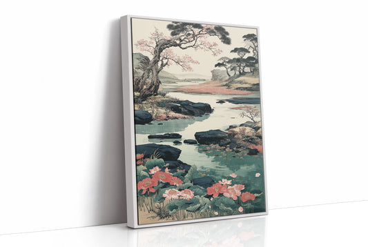 Cherry Blossoms Dance Above Turquoise Waters