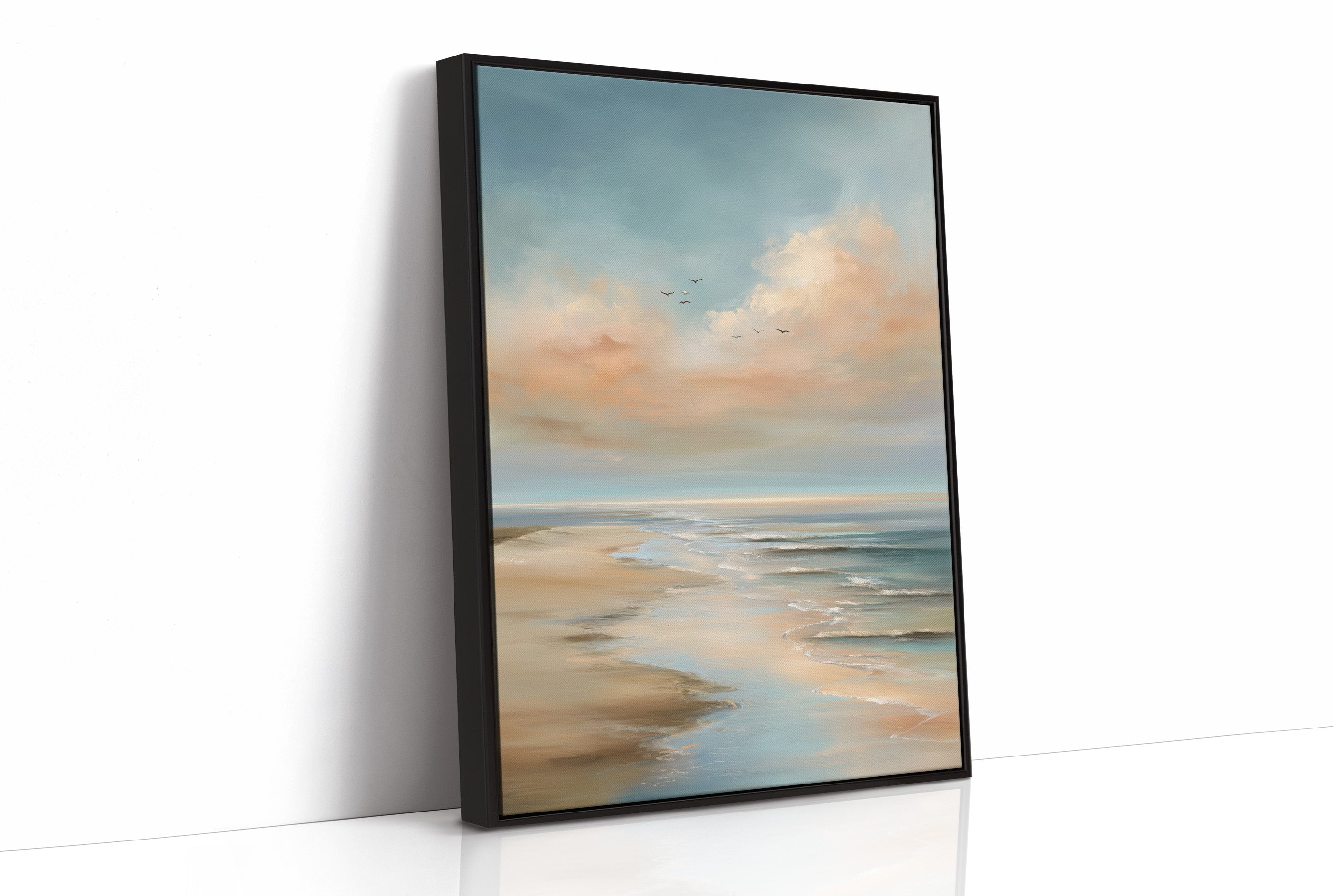 Birds Drift Above Coastal Pastels