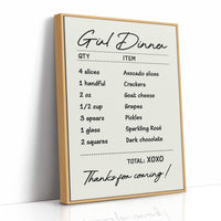 Girl Dinner, Itemized