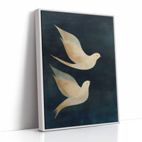 Doves Float Through Midnight Blue