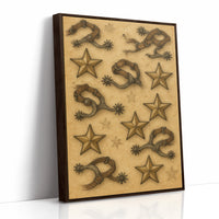 Western Spurs and Stars Vintage Print