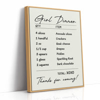 Girl Dinner, Itemized