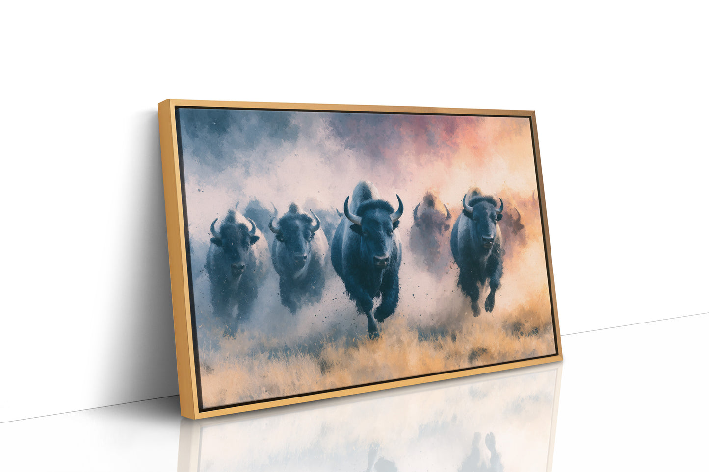 Bison Stampede Through Golden Dust