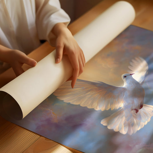 Dove Soars Through Heaven's Glow