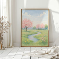 Spring Stream and Blossom Path
