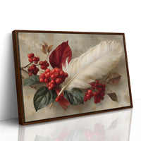 White Feather Among Winter Berries