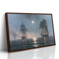 Tall Ships Under a Hazy Moon