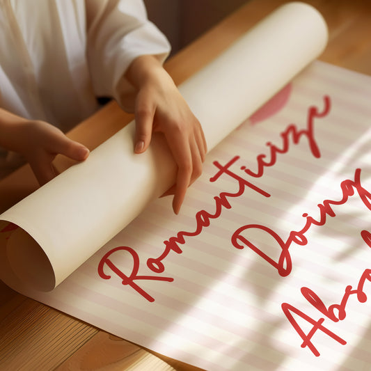 Crimson Confessions Against Pastel Stripes