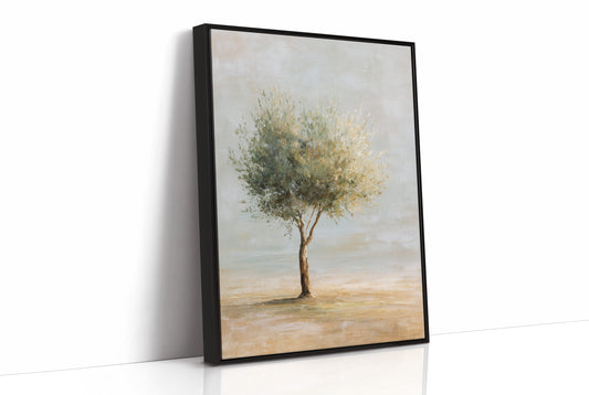 Solitary Olive Under Pale Sky