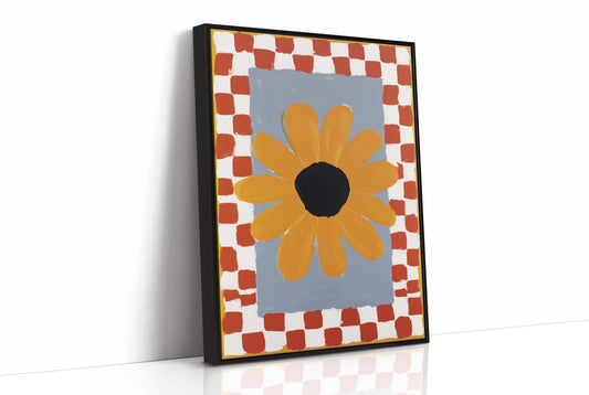 Checkered Borders Frame Golden Bloom
