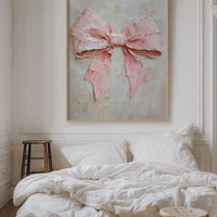 Soft Pink Bow – Romantic Textured Palette Knife Wall Art