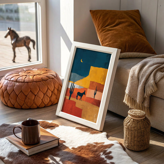 Desert Donkey Greets Crescent Moon