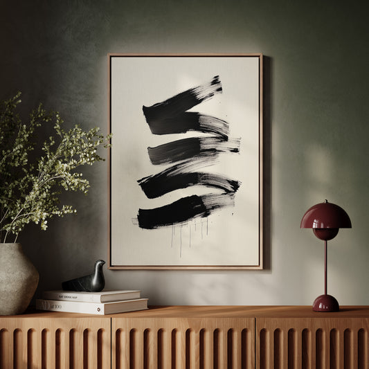 Black Strokes Dance Through Rain