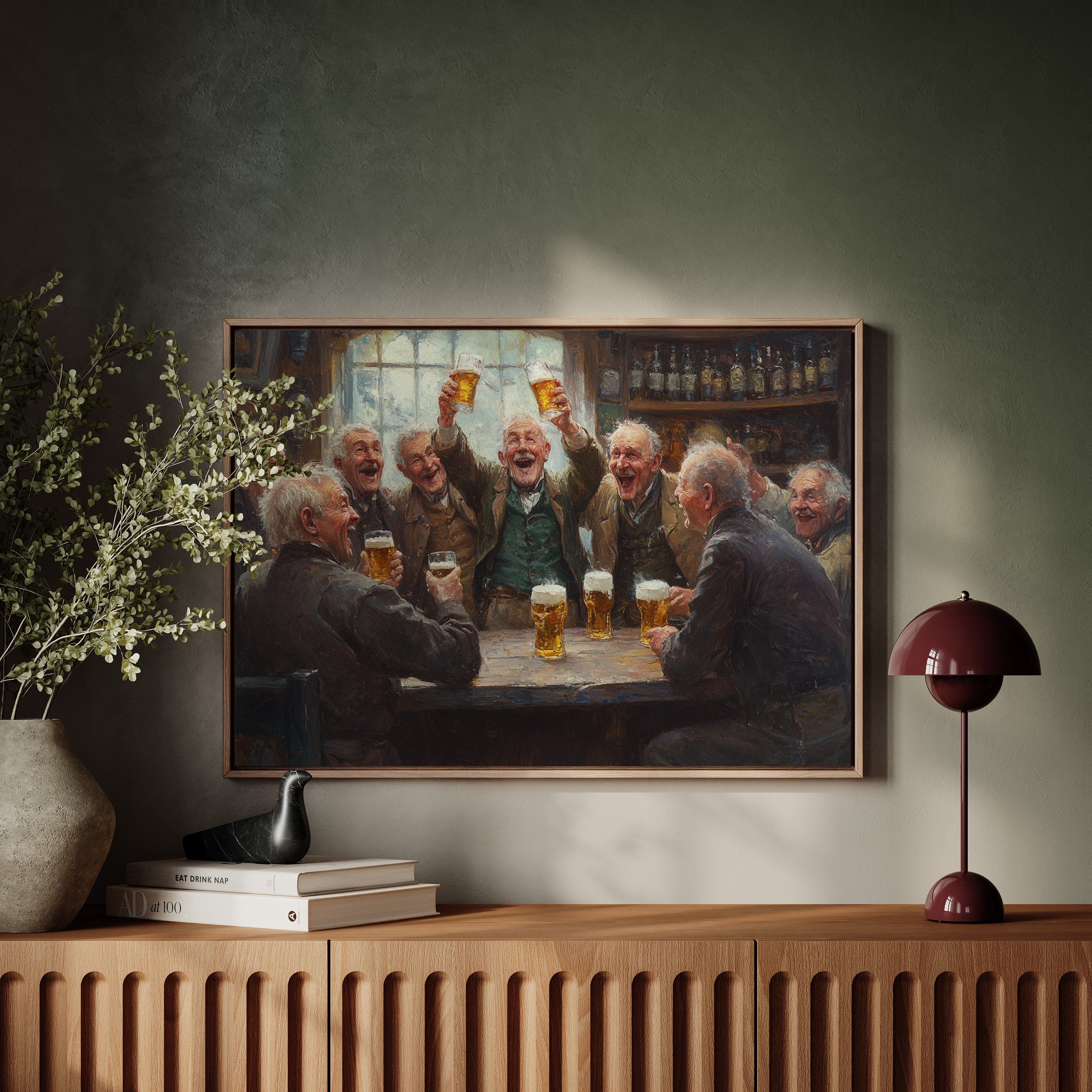Timeless Camaraderie: Vintage Pub Celebration Canvas Wall Art