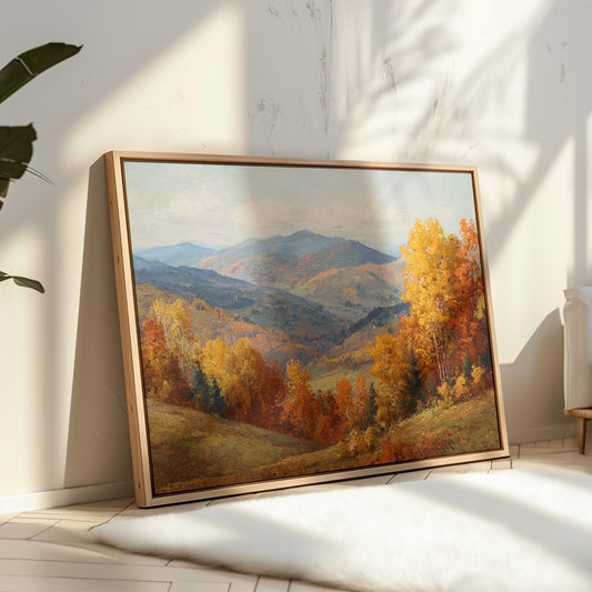 Autumn's Embrace on Distant Hills