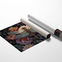 Iridescent Wings Among Blooming Peonies