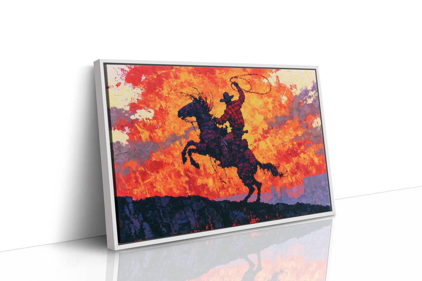 Rearing Cowboy, Desert Sunset Blaze