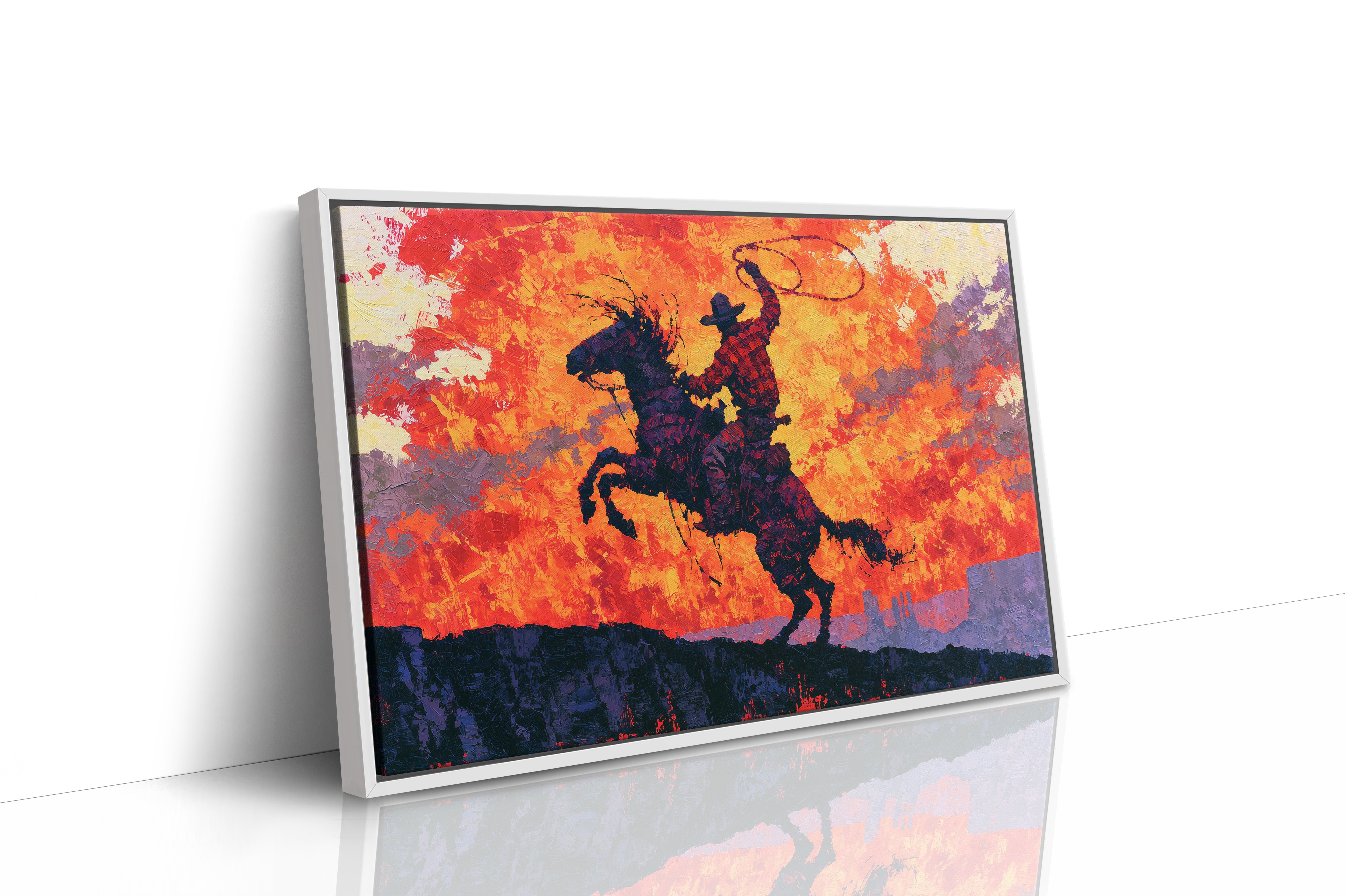 Rearing Cowboy, Desert Sunset Blaze