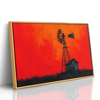 Windmill Silhouette at Blazing Dusk