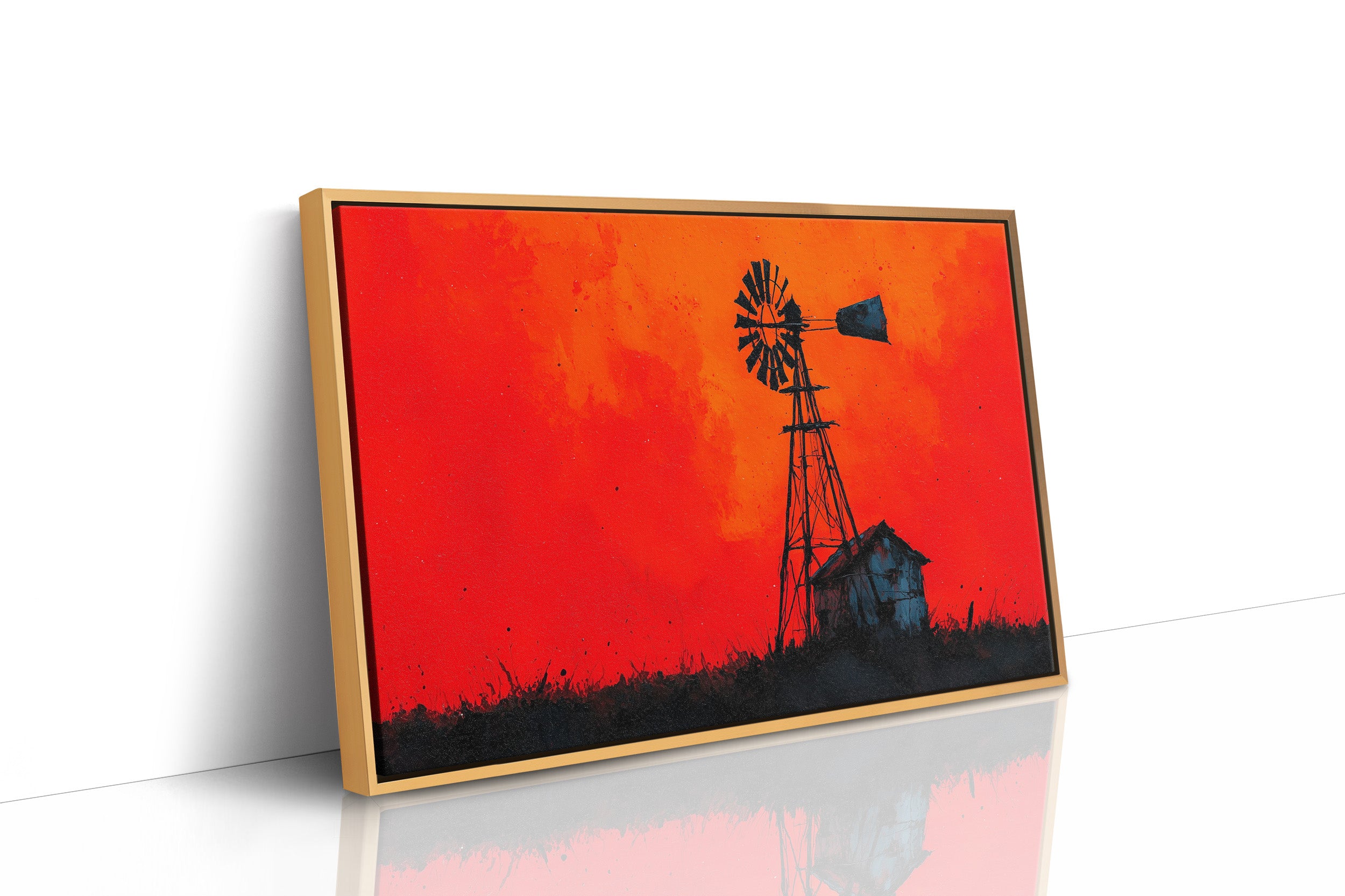 Windmill Silhouette at Blazing Dusk