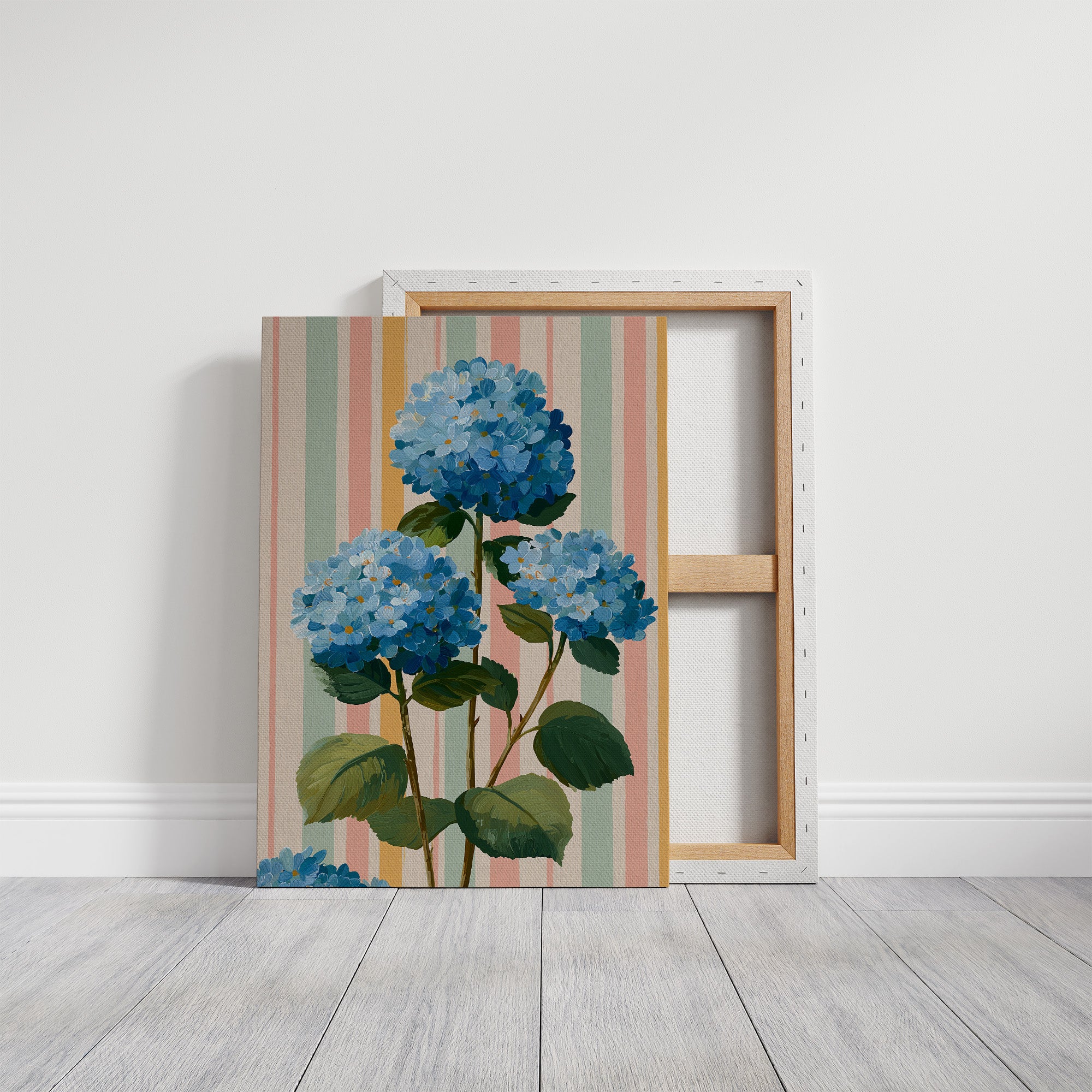 Blue Hydrangeas on a Happy Wall