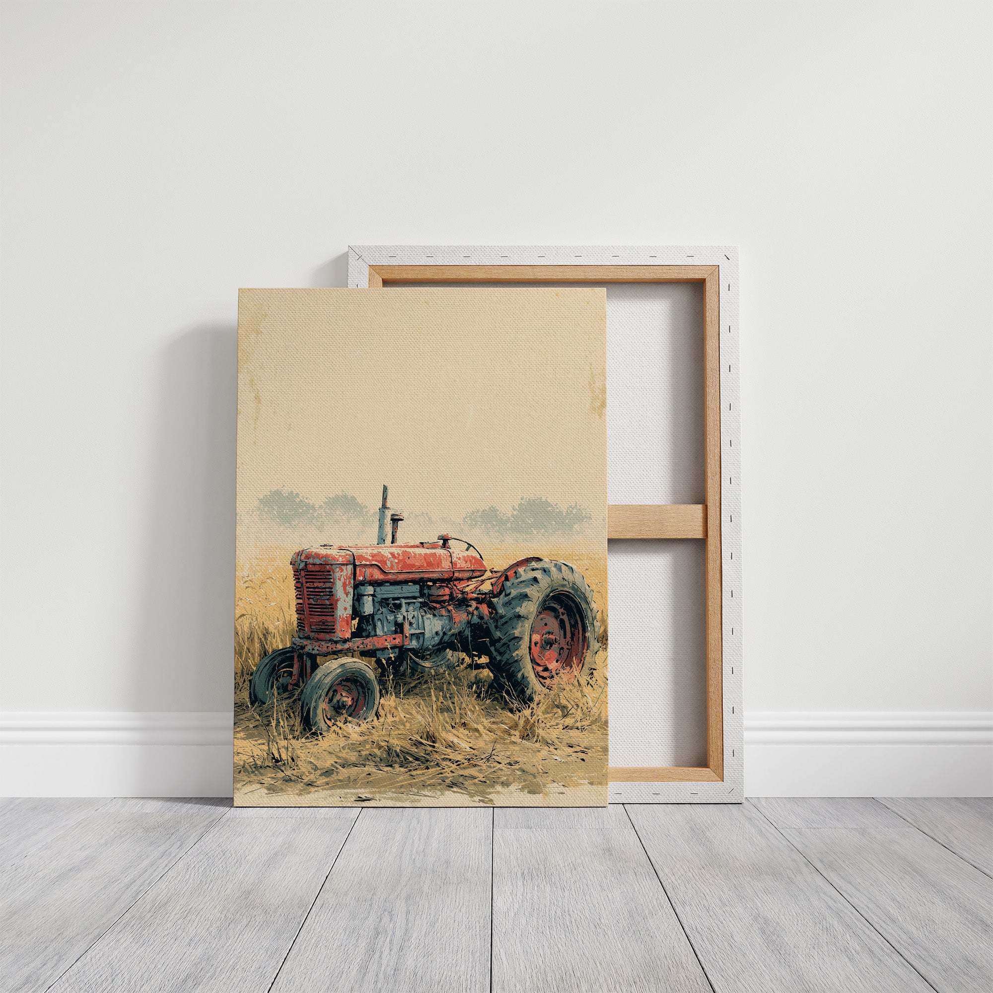 Rusted Red: Tractor at Rest in Golden Grass