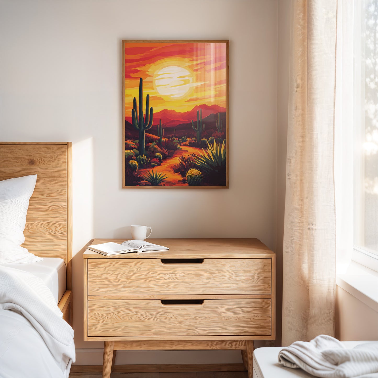 Desert Sunset Cactus Print – Vibrant Southwestern Wall Art