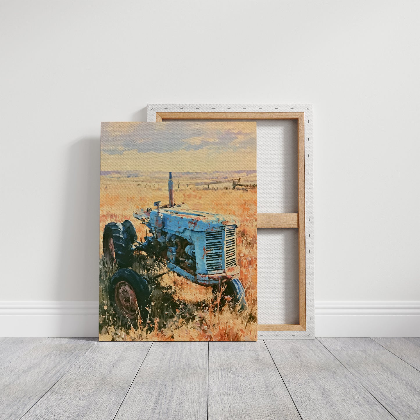 Old Blue: Sun-Kissed Tractor in the Prairie Grass