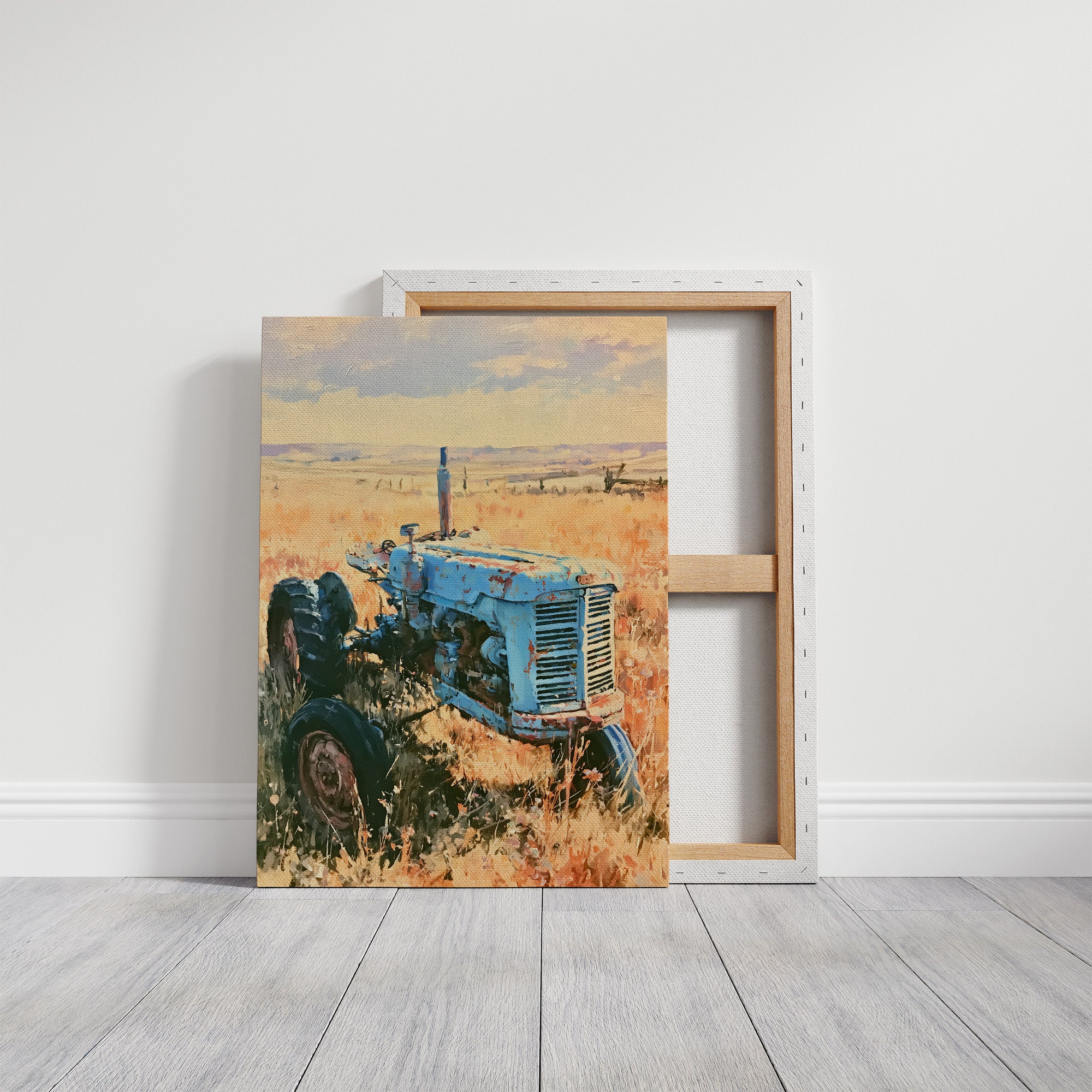 Old Blue: Sun-Kissed Tractor in the Prairie Grass
