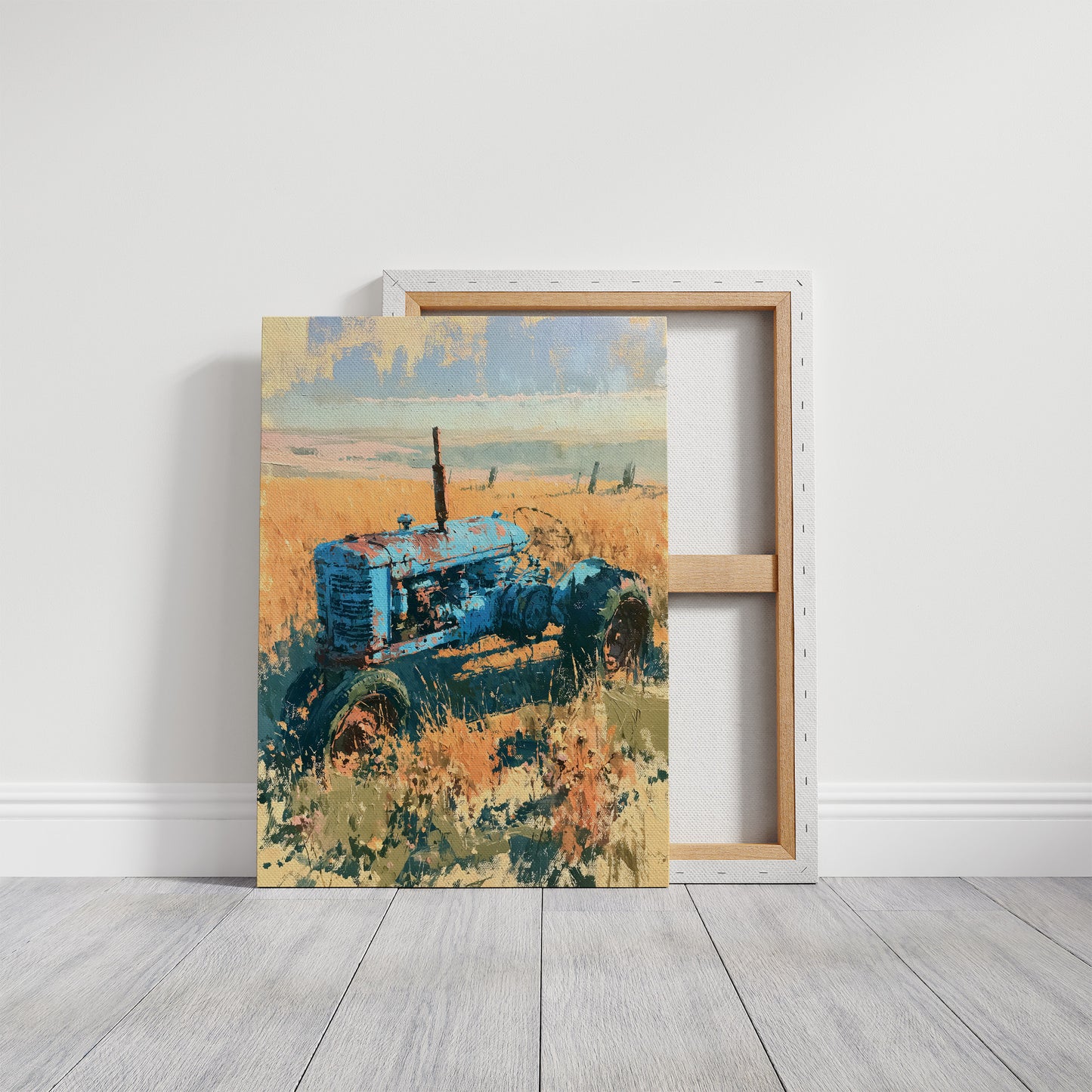 Faded Blue: Tractor Lost in Golden Grass