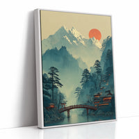 Sacred Bridge Beyond Misty Peaks