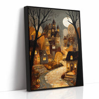 Harvest Moon Over Cobblestone Streets