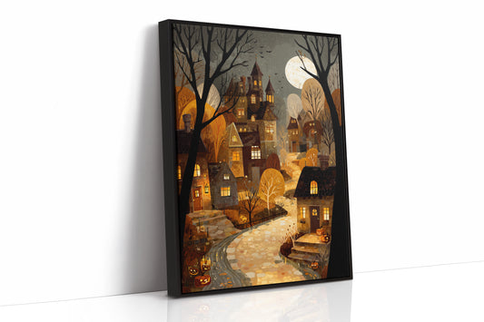 Harvest Moon Over Cobblestone Streets