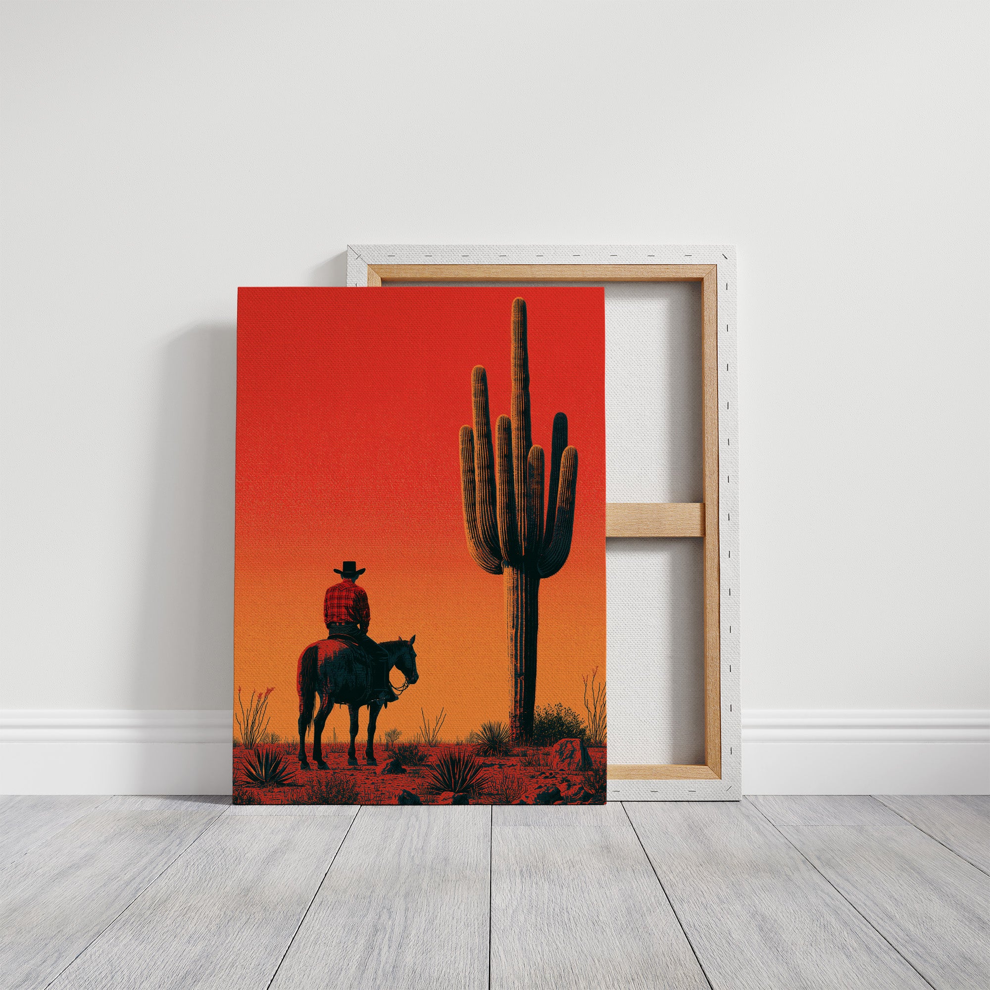 Rider at Dusk: Saguaro Silhouette